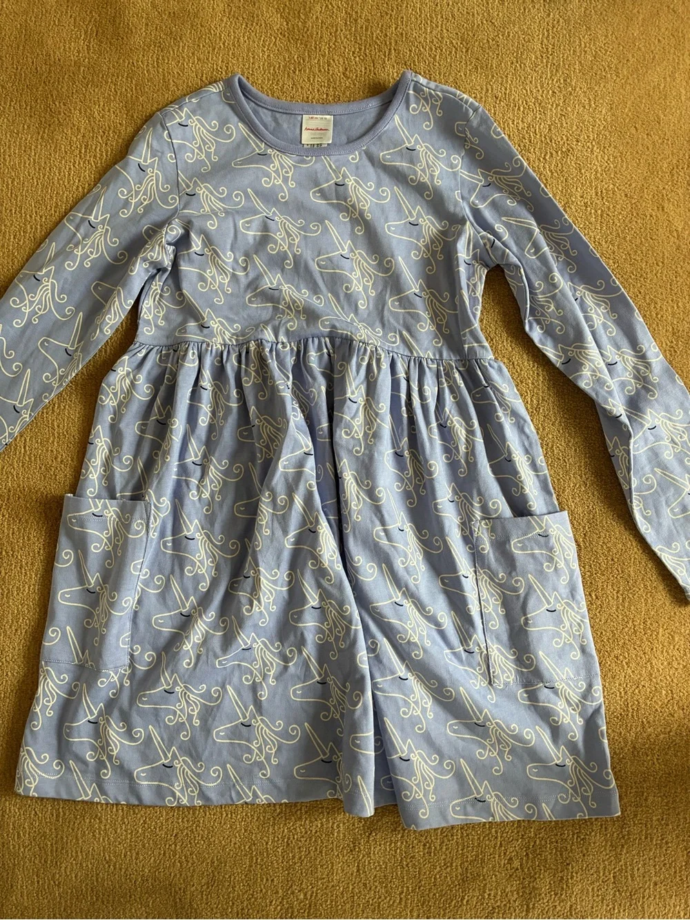Hannah Andersson Girls Light Purple Unicorn Pocket Dress Never Worn